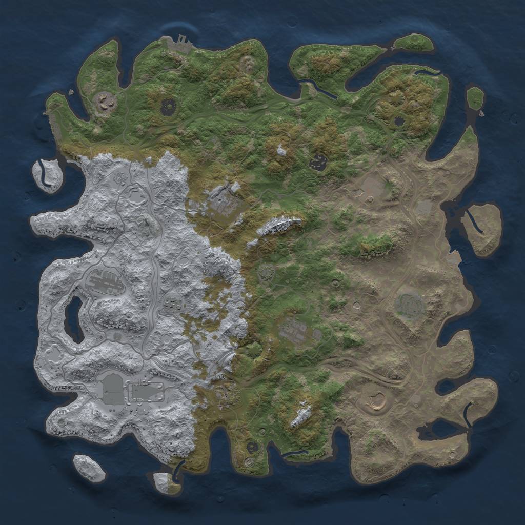 Rust Map: Procedural Map, Size: 4500, Seed: 1256961012, 19 Monuments