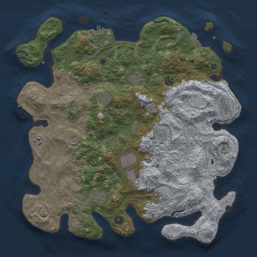 Rust Map: Procedural Map, Size: 4250, Seed: 1128474450, 19 Monuments