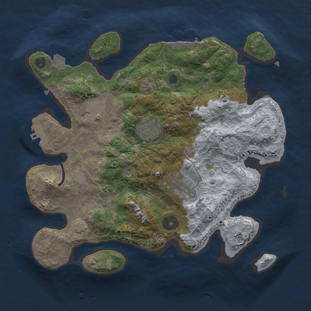 Rust Map: Procedural Map, Size: 3000, Seed: 1097512429, 11 Monuments