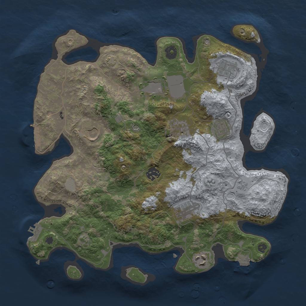 Rust Map: Procedural Map, Size: 3500, Seed: 1884755041, 16 Monuments