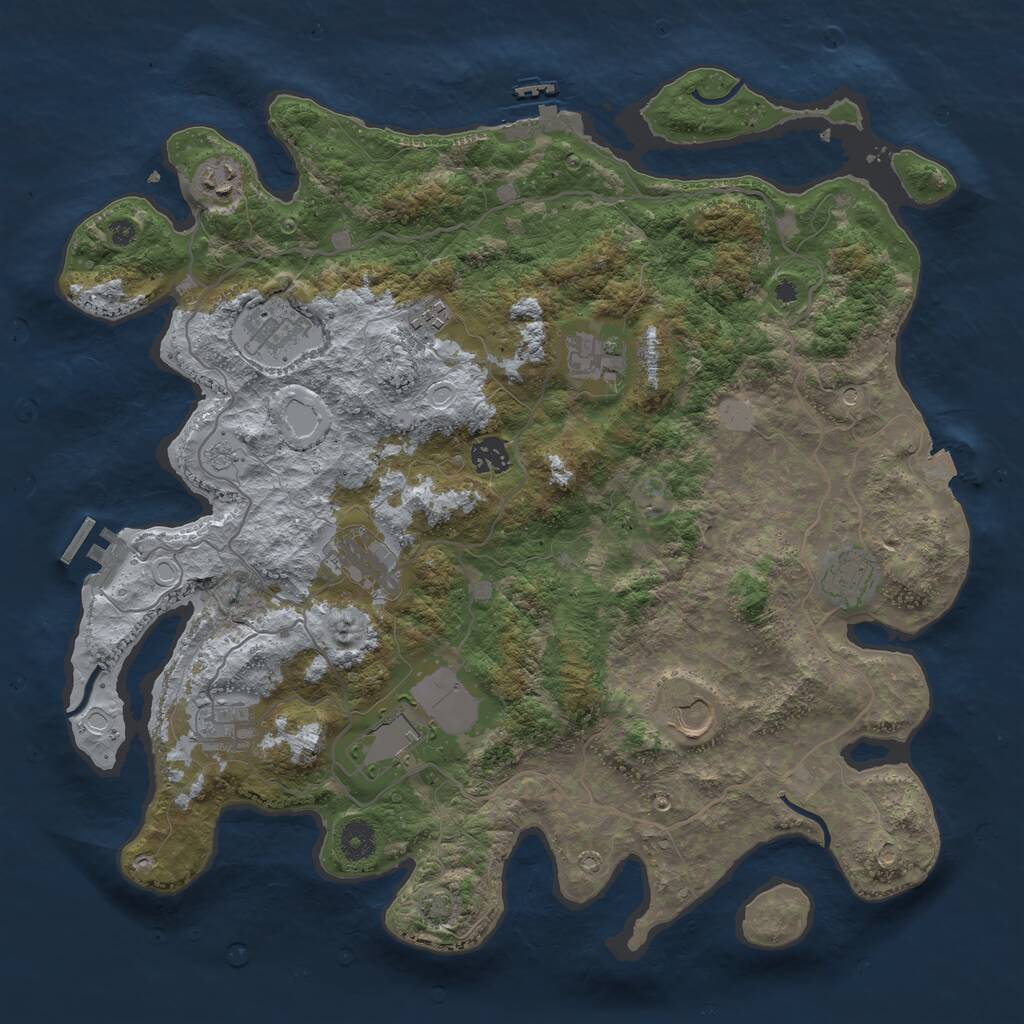 Rust Map: Procedural Map, Size: 4000, Seed: 1691216575, 16 Monuments
