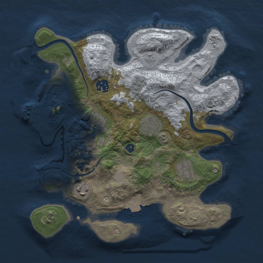 Rust Map: Procedural Map, Size: 3000, Seed: 393558863, 11 Monuments