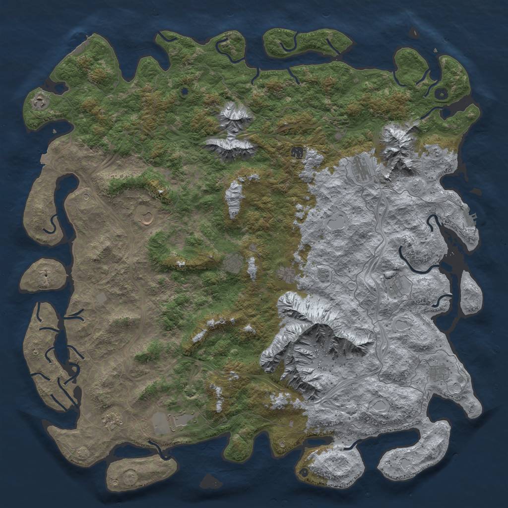 Rust Map: Procedural Map, Size: 6000, Seed: 386, 19 Monuments