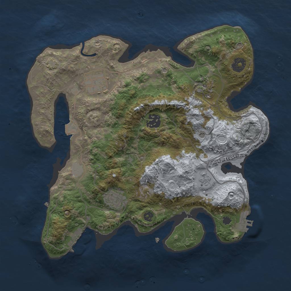 Rust Map: Procedural Map, Size: 3000, Seed: 32255, 12 Monuments