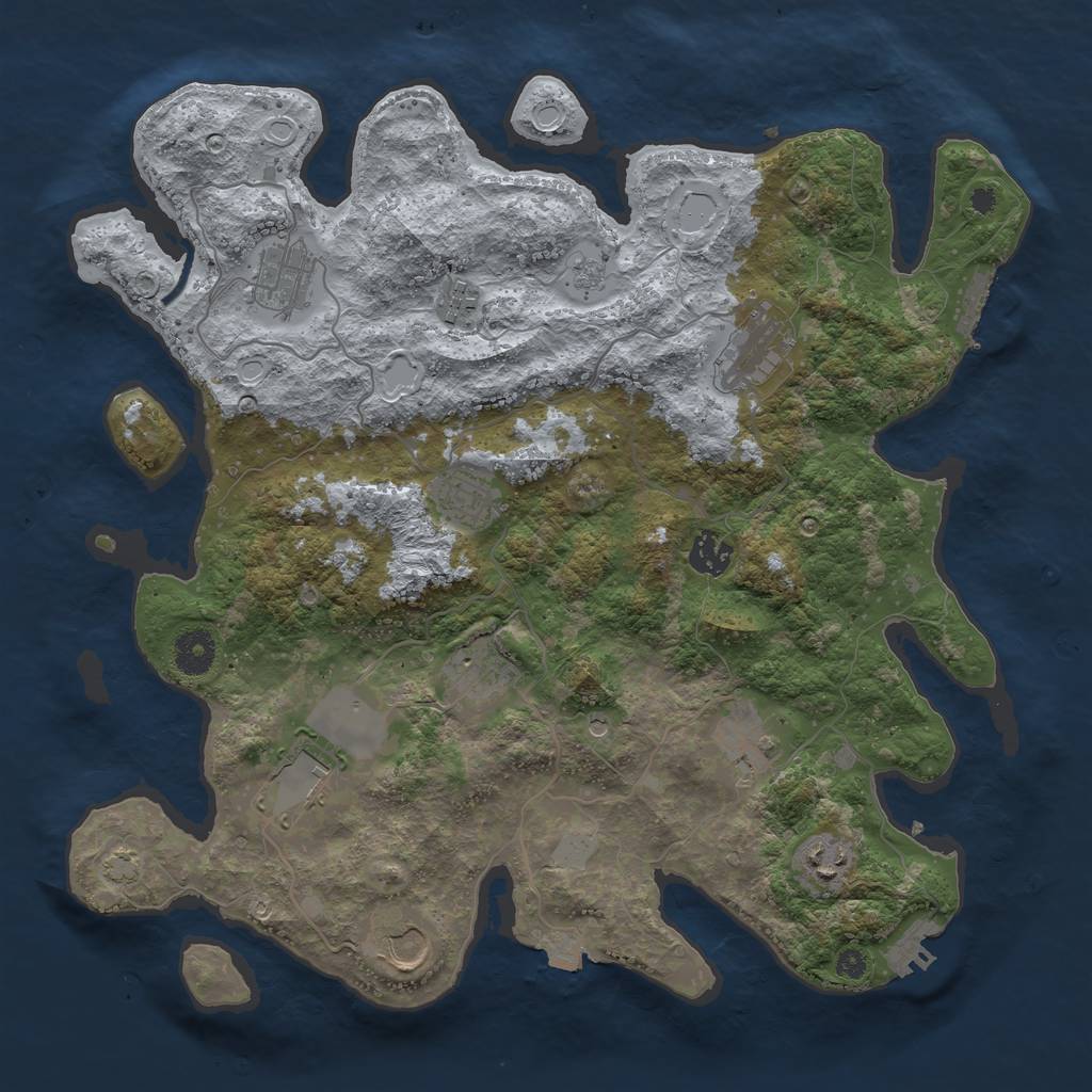 Rust Map: Procedural Map, Size: 3750, Seed: 487520524, 18 Monuments