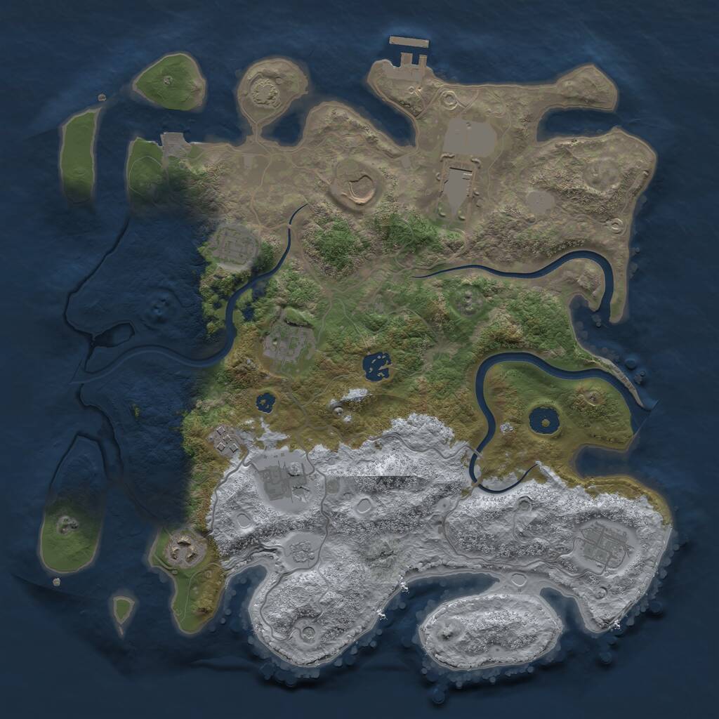 Rust Map: Procedural Map, Size: 3700, Seed: 528, 14 Monuments