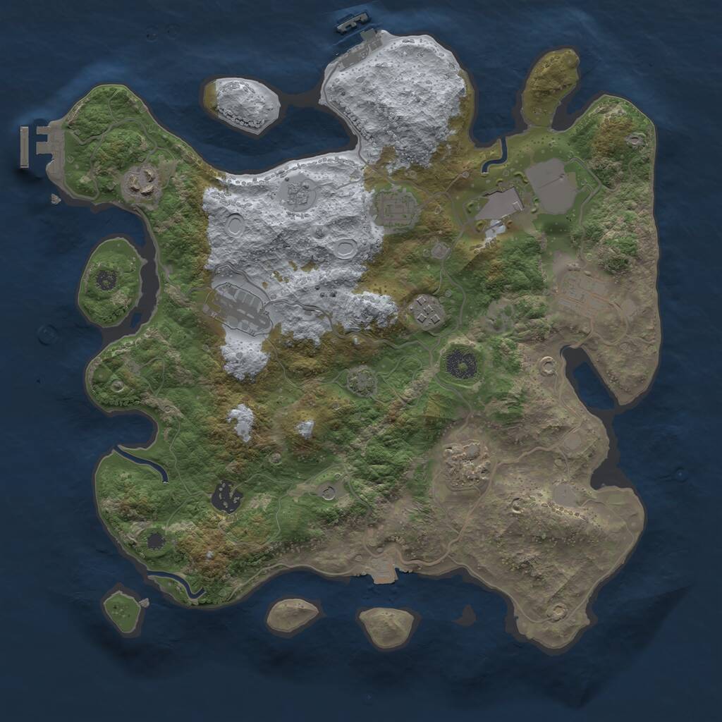 Rust Map: Procedural Map, Size: 3500, Seed: 622154838, 14 Monuments