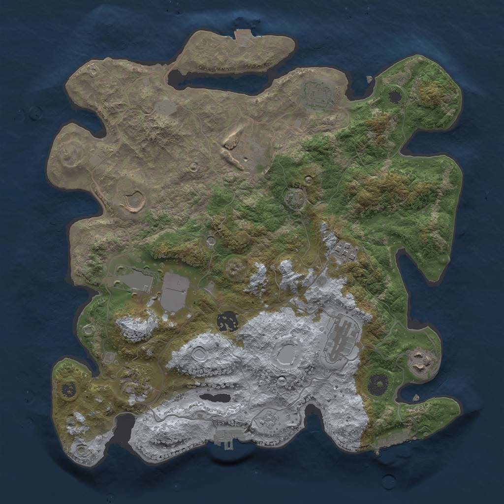 Rust Map: Procedural Map, Size: 3500, Seed: 596681430, 17 Monuments