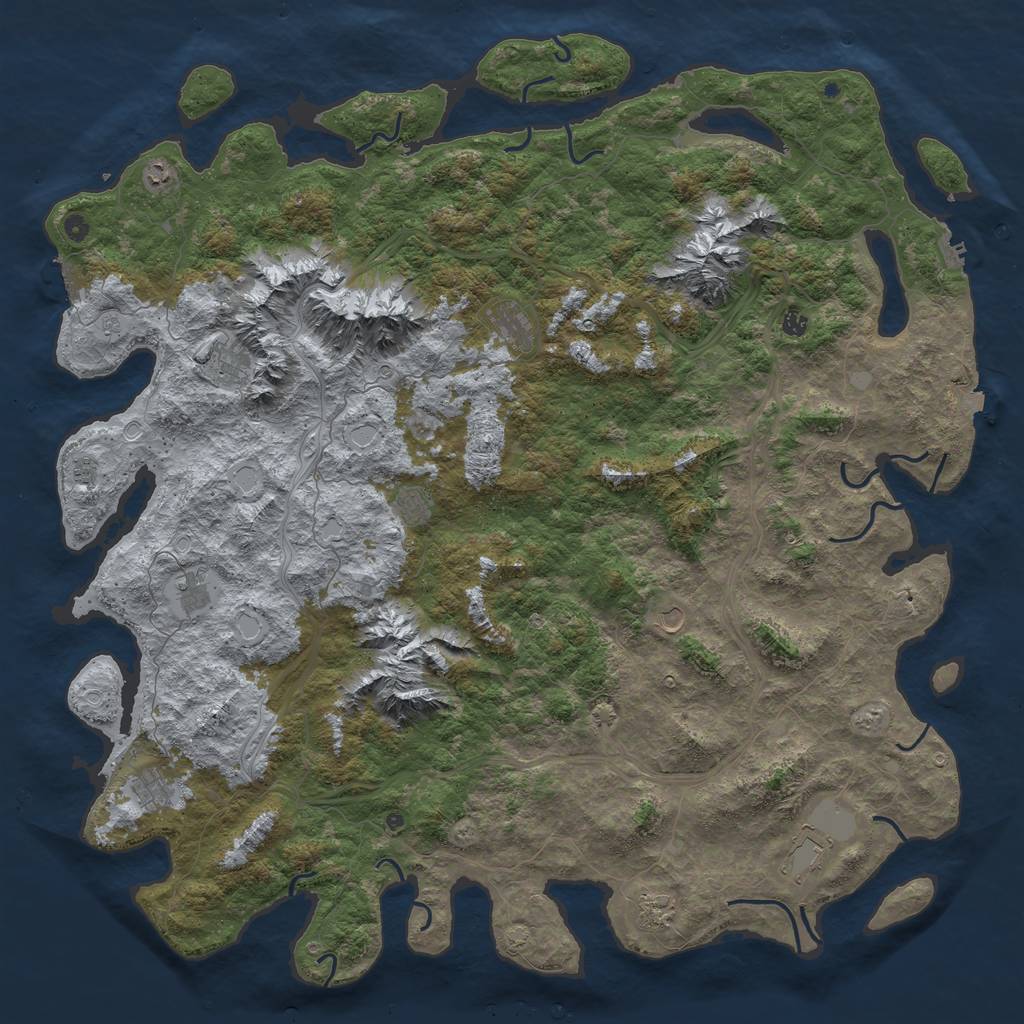 Rust Map: Procedural Map, Size: 6000, Seed: 1844657423, 19 Monuments