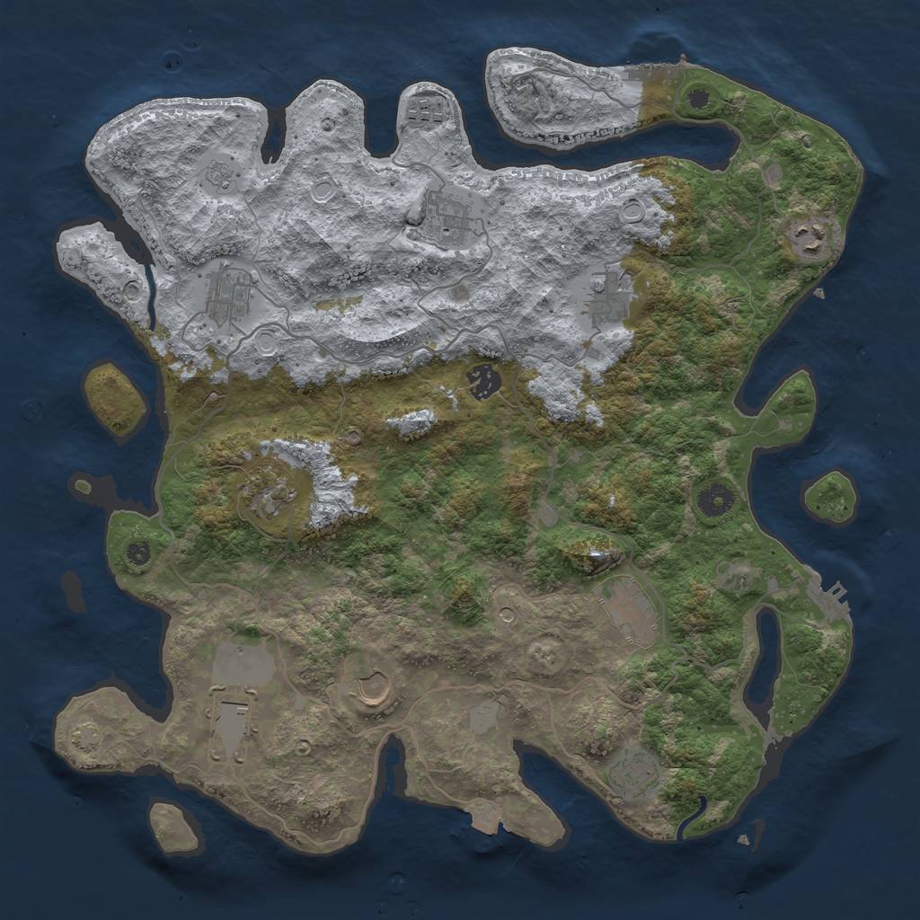 Rust Map: Procedural Map, Size: 4000, Seed: 487520524, 19 Monuments