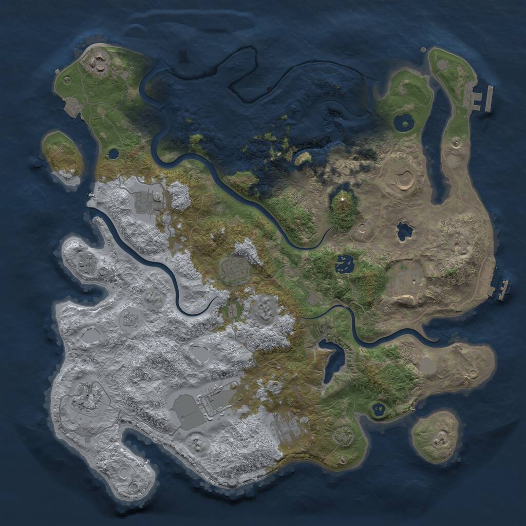 Rust Map: Procedural Map, Size: 4000, Seed: 2139225576, 16 Monuments