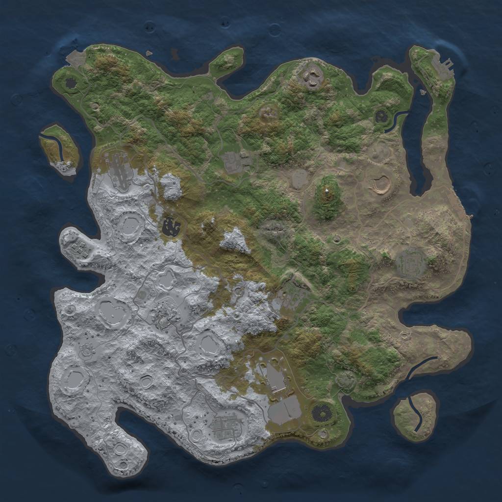 Rust Map: Procedural Map, Size: 4000, Seed: 2139225576, 19 Monuments