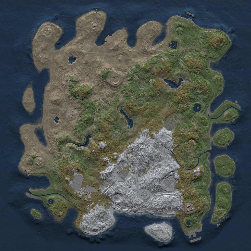Rust Map: Procedural Map, Size: 4500, Seed: 792391029, 14 Monuments