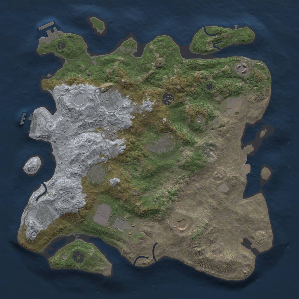 Rust Map: Procedural Map, Size: 3700, Seed: 697688567, 16 Monuments