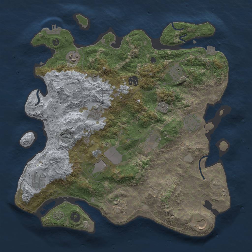 Rust Map: Procedural Map, Size: 3700, Seed: 697688567, 18 Monuments