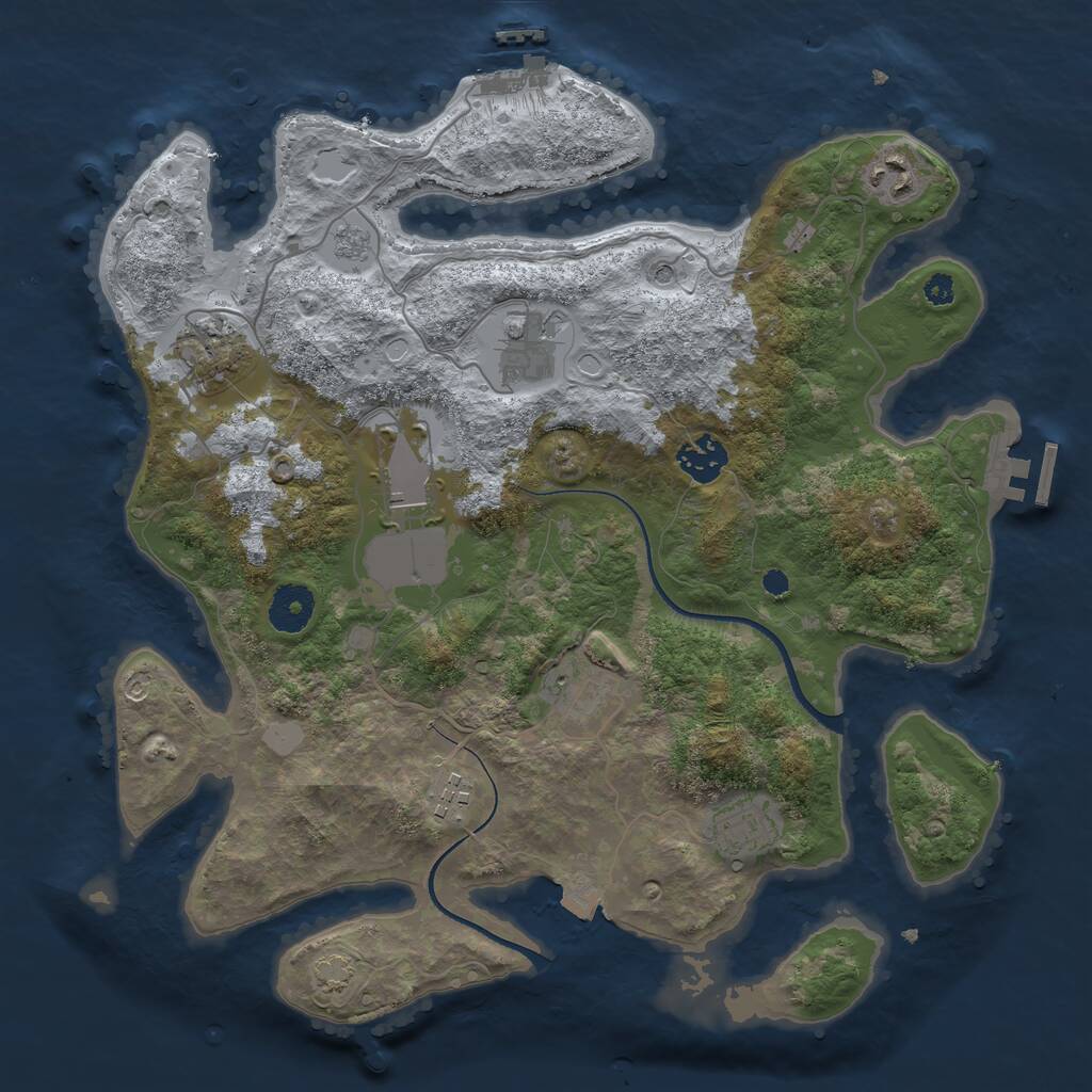 Rust Map: Procedural Map, Size: 3500, Seed: 1240677885, 14 Monuments