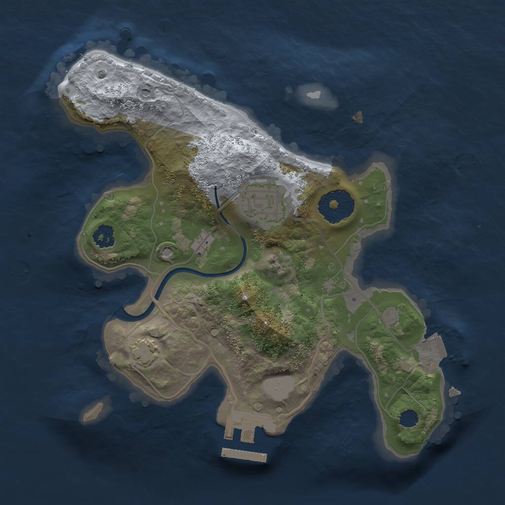 Rust Map: Procedural Map, Size: 2250, Seed: 9833, 4 Monuments