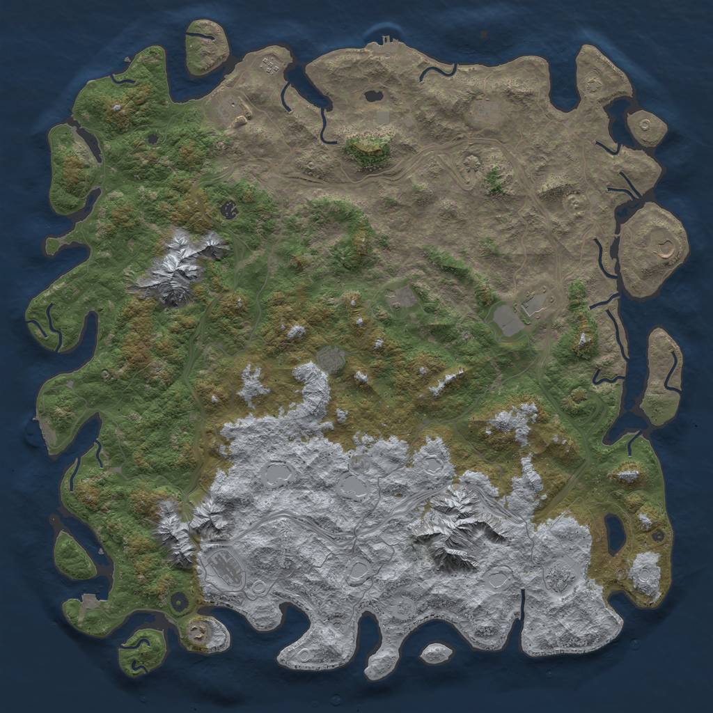 Rust Map: Procedural Map, Size: 6000, Seed: 32619, 19 Monuments