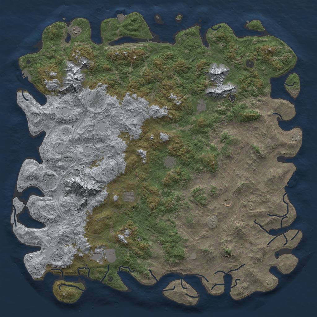 Rust Map: Procedural Map, Size: 6000, Seed: 565250997, 19 Monuments
