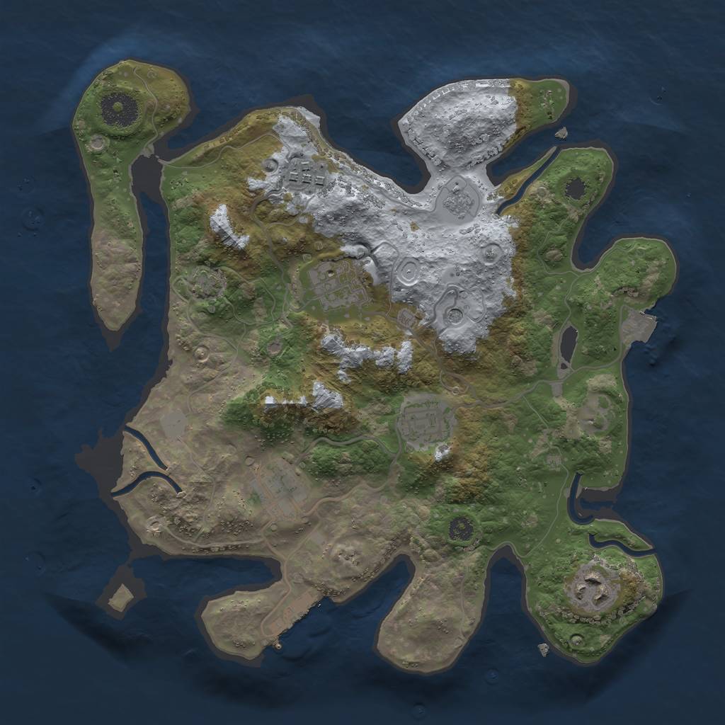 Rust Map: Procedural Map, Size: 3000, Seed: 1981782139, 12 Monuments