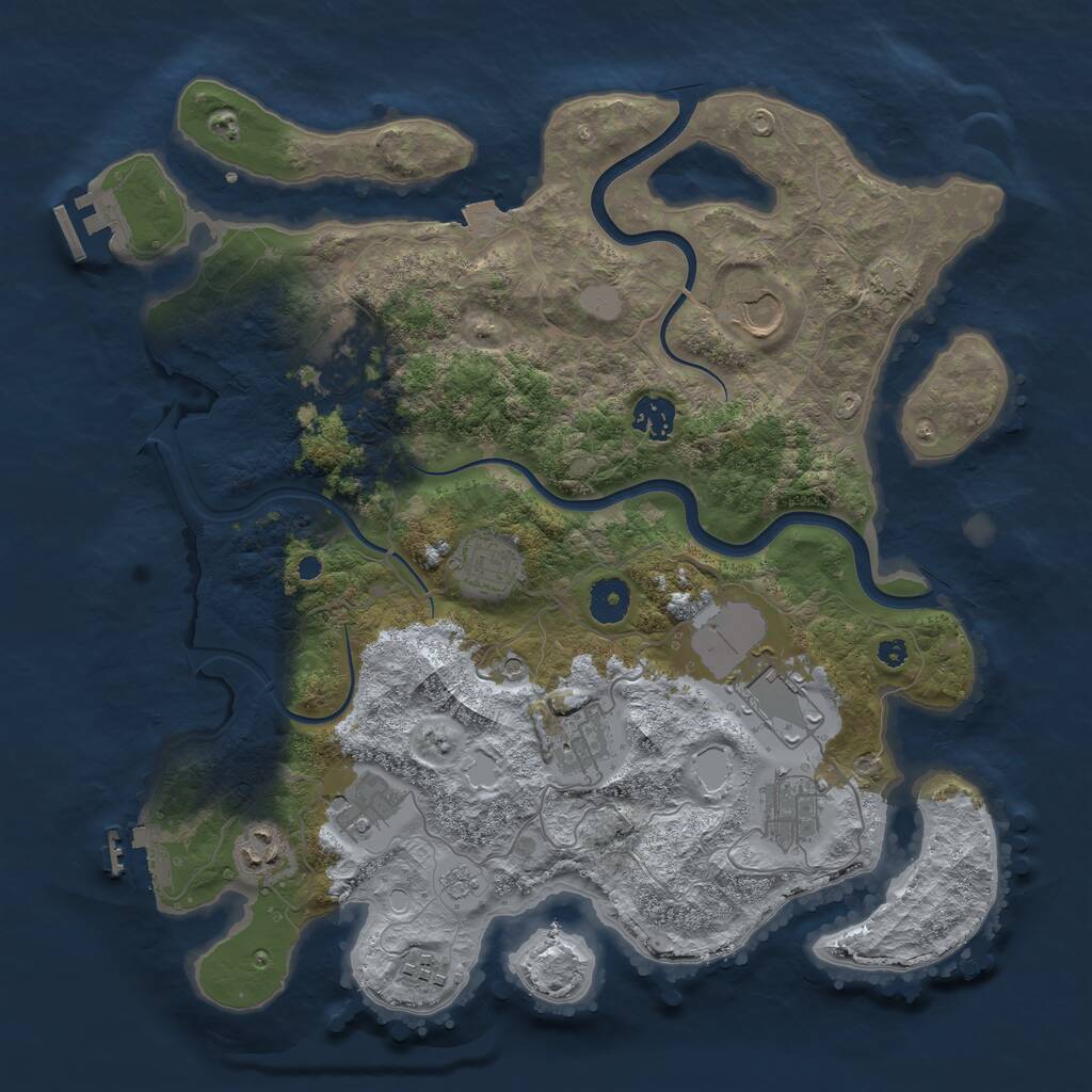 Rust Map: Procedural Map, Size: 3750, Seed: 1171180597, 16 Monuments