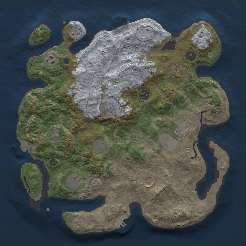 Rust Map: Procedural Map, Size: 3500, Seed: 458870202, 17 Monuments