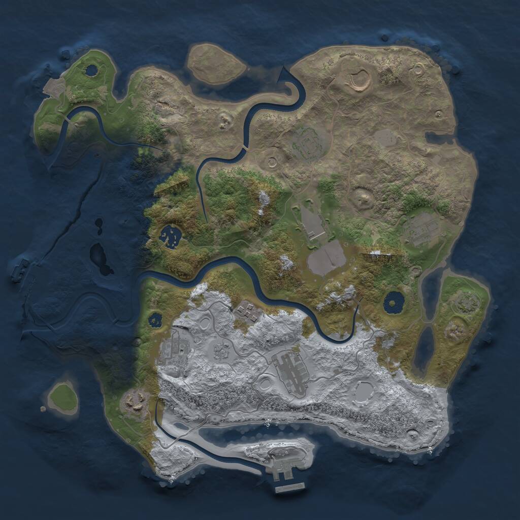 Rust Map: Procedural Map, Size: 3550, Seed: 51443055, 15 Monuments