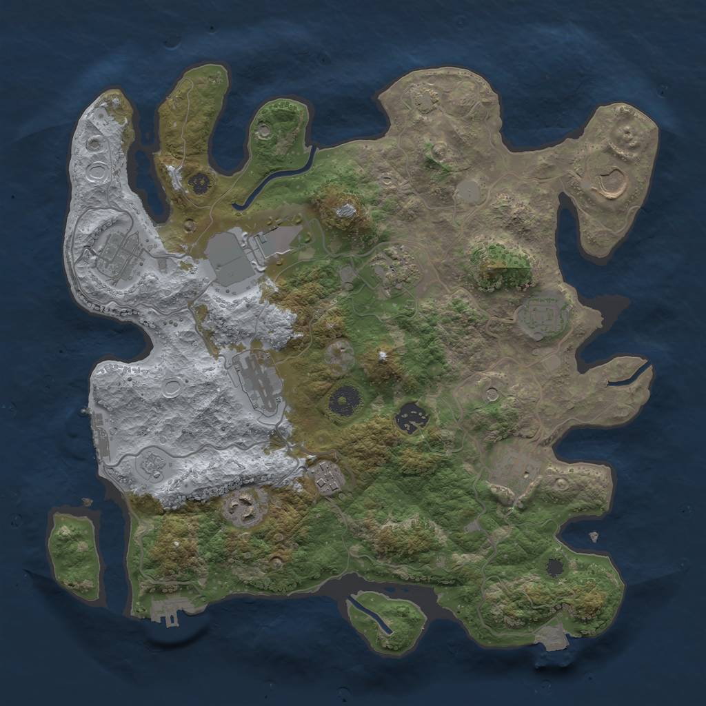 Rust Map: Procedural Map, Size: 3500, Seed: 662484874, 18 Monuments