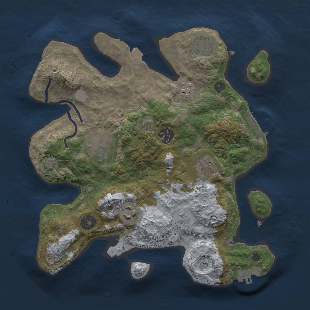 Rust Map: Procedural Map, Size: 3000, Seed: 1183338183, 14 Monuments