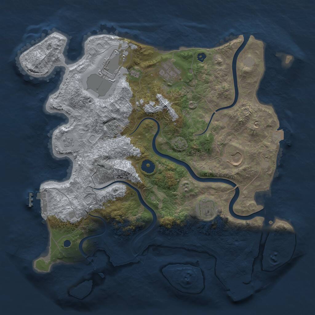 Rust Map: Procedural Map, Size: 3500, Seed: 148570629, 10 Monuments