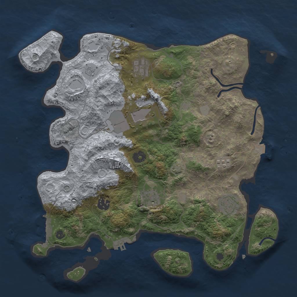 Rust Map: Procedural Map, Size: 3500, Seed: 148570629, 14 Monuments