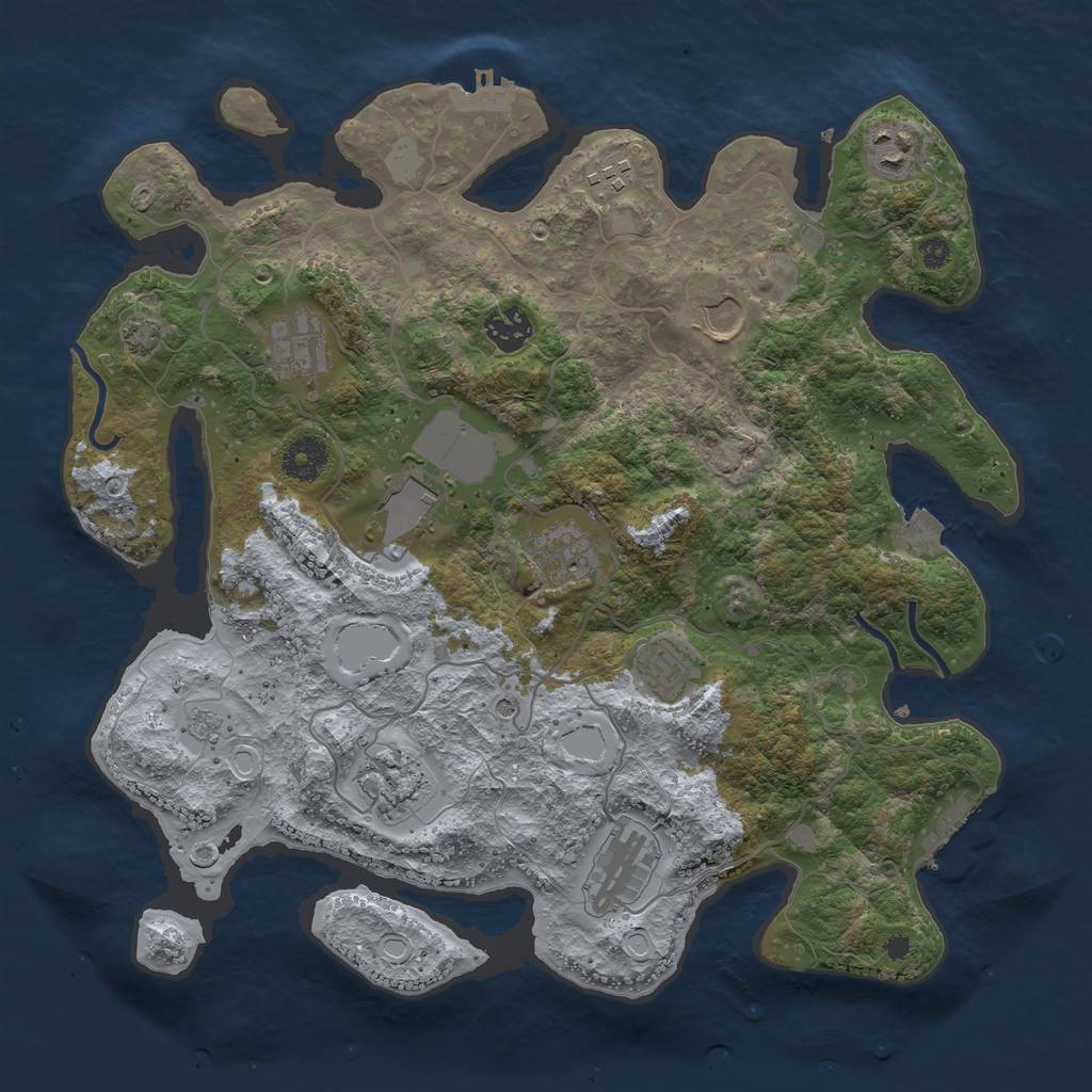 Rust Map: Procedural Map, Size: 3650, Seed: 6127538, 18 Monuments