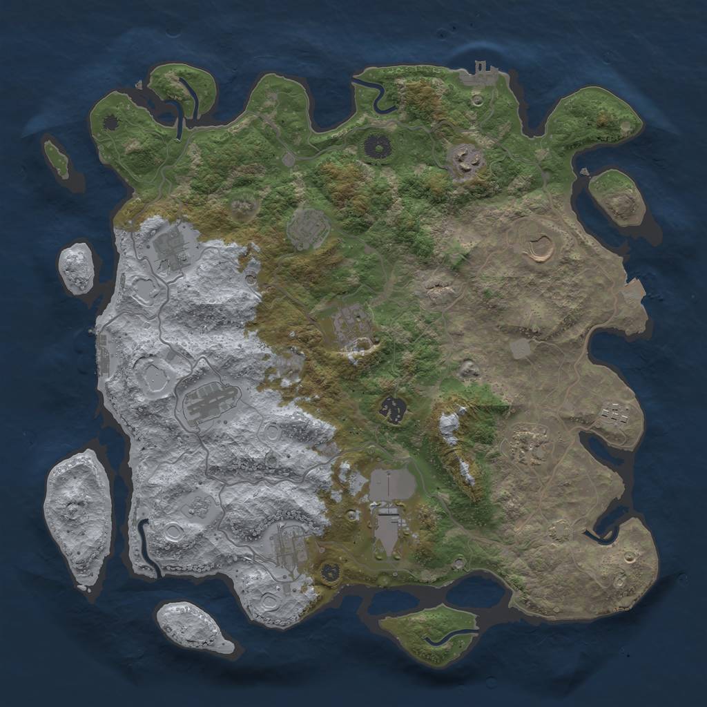 Rust Map: Procedural Map, Size: 4000, Seed: 2007388376, 19 Monuments