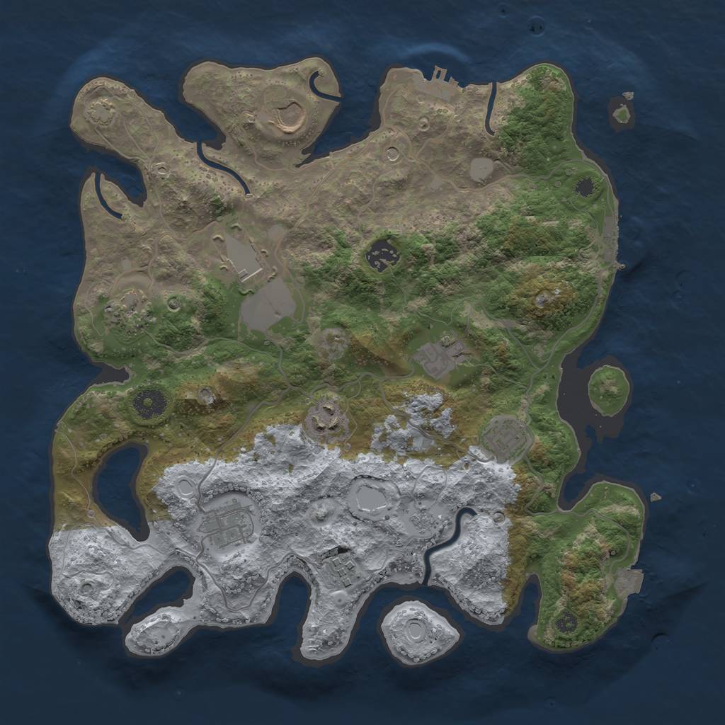 Rust Map: Procedural Map, Size: 3500, Seed: 210814832, 17 Monuments