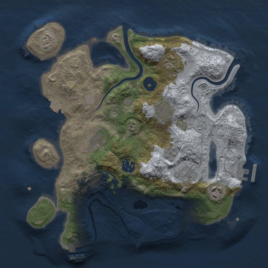 Rust Map: Procedural Map, Size: 3000, Seed: 1734093390, 13 Monuments