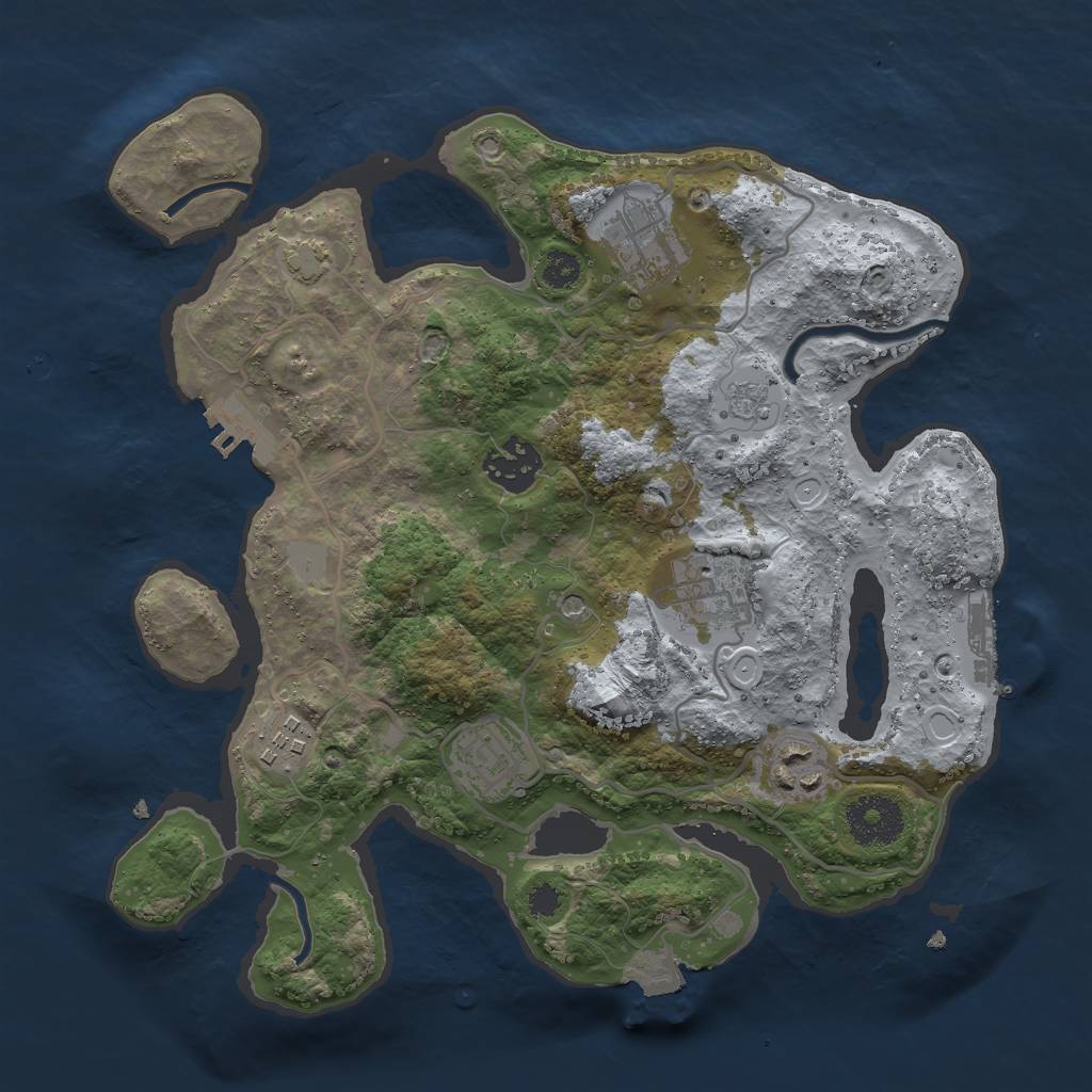 Rust Map: Procedural Map, Size: 3000, Seed: 1734093390, 14 Monuments