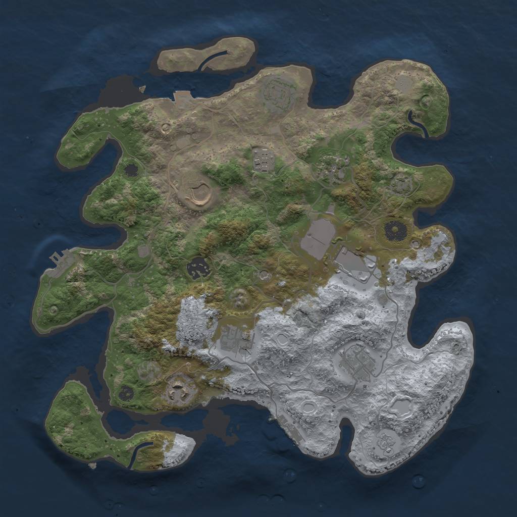 Rust Map: Procedural Map, Size: 3500, Seed: 561237247, 17 Monuments