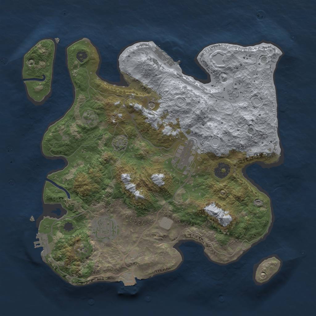 Rust Map: Procedural Map, Size: 3000, Seed: 54838, 10 Monuments