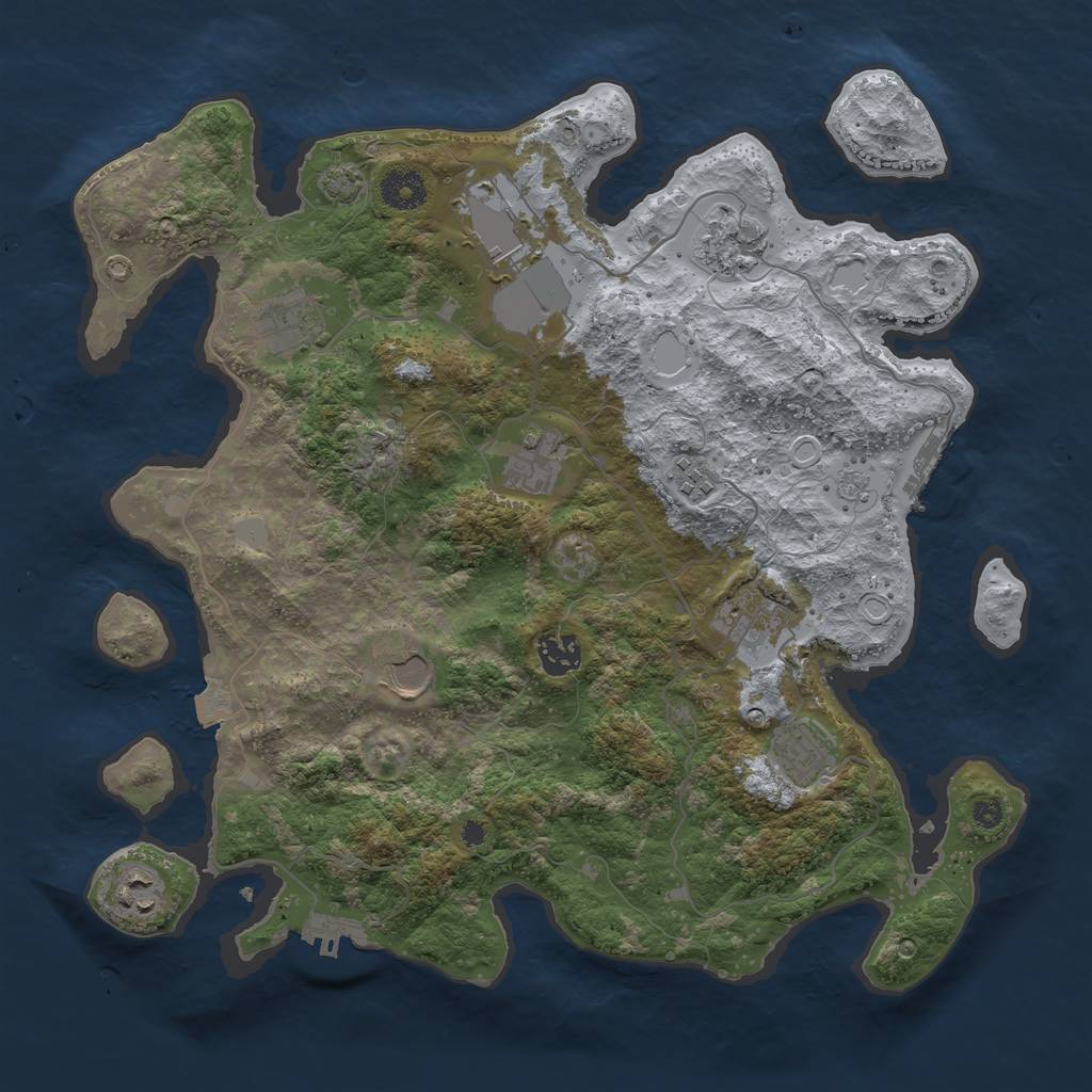 Rust Map: Procedural Map, Size: 3700, Seed: 123, 17 Monuments