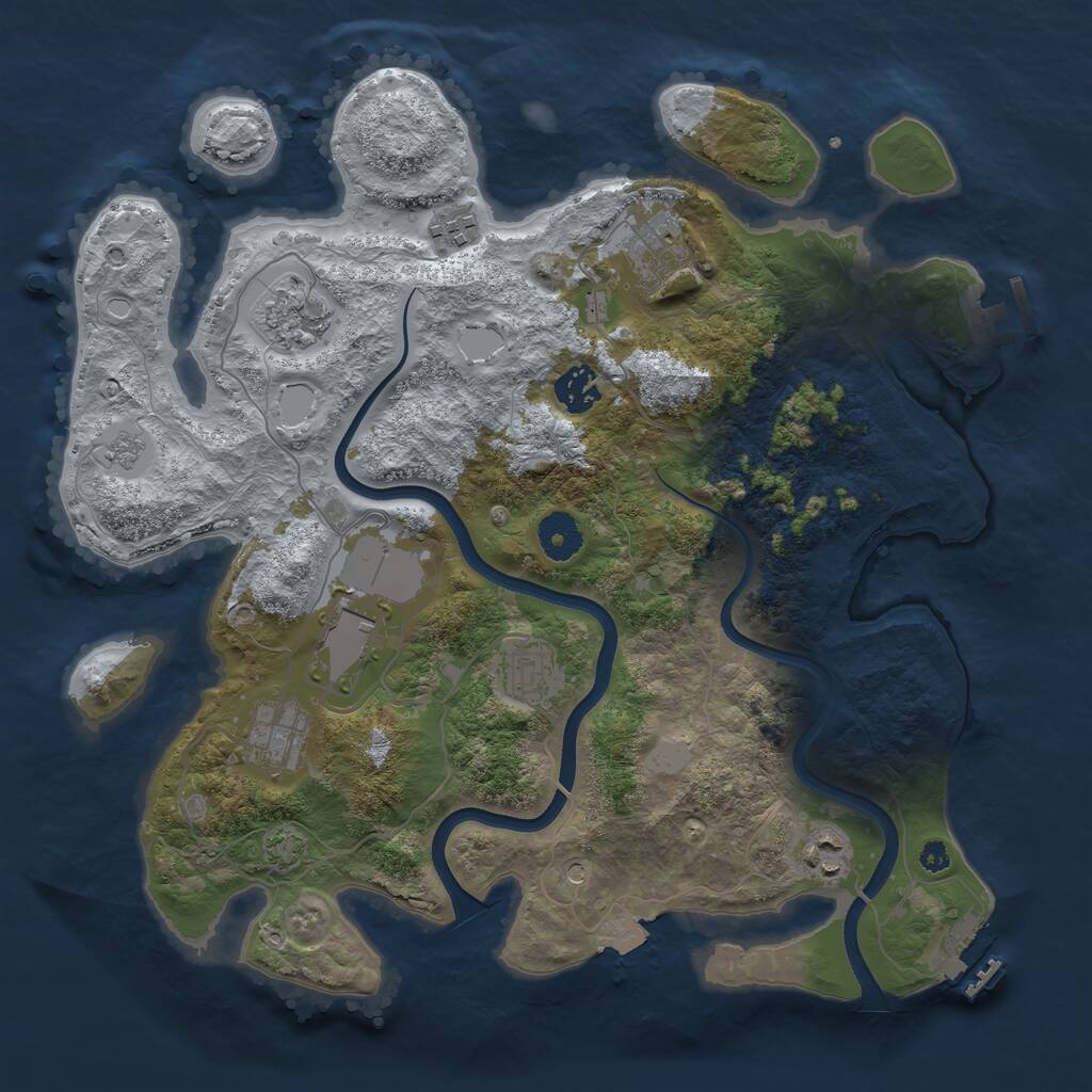 Rust Map: Procedural Map, Size: 3600, Seed: 688492547, 14 Monuments