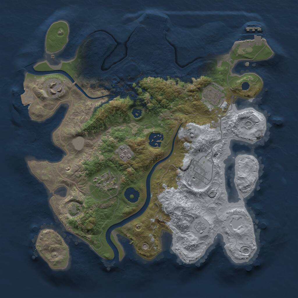 Rust Map: Procedural Map, Size: 3000, Seed: 1799354418, 12 Monuments