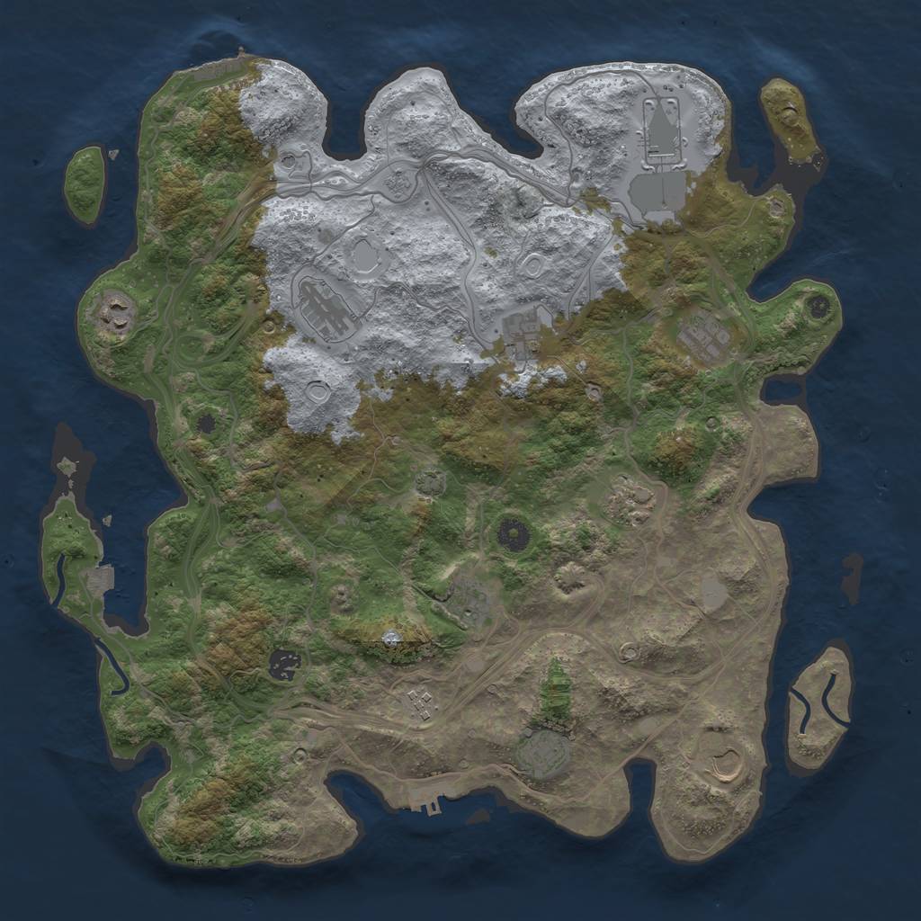 Rust Map: Procedural Map, Size: 4250, Seed: 736780403, 19 Monuments