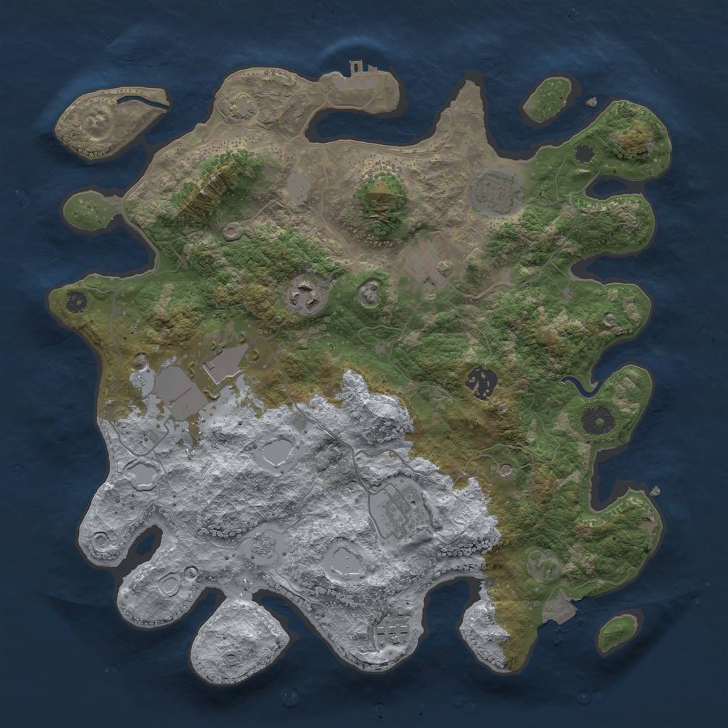 Rust Map: Procedural Map, Size: 3500, Seed: 20558671, 14 Monuments