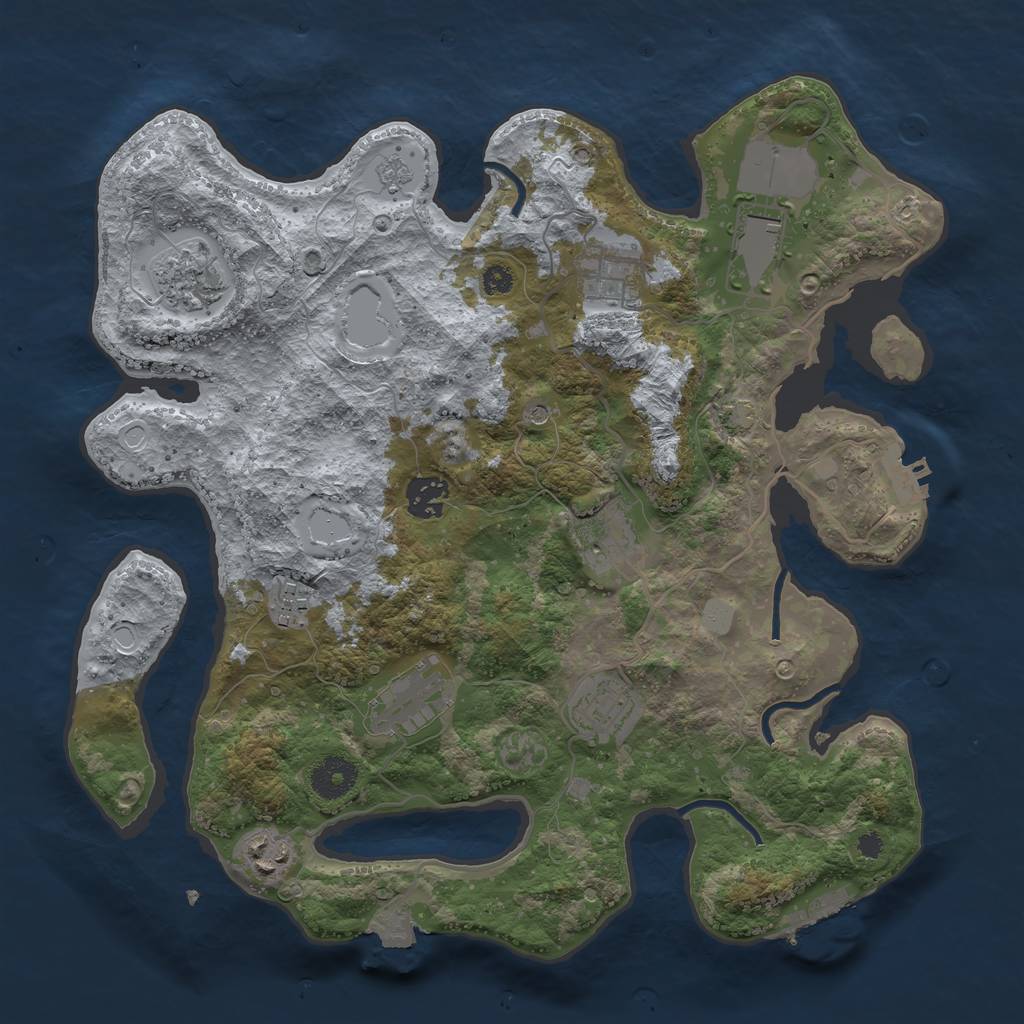 Rust Map: Procedural Map, Size: 3500, Seed: 864874860, 17 Monuments