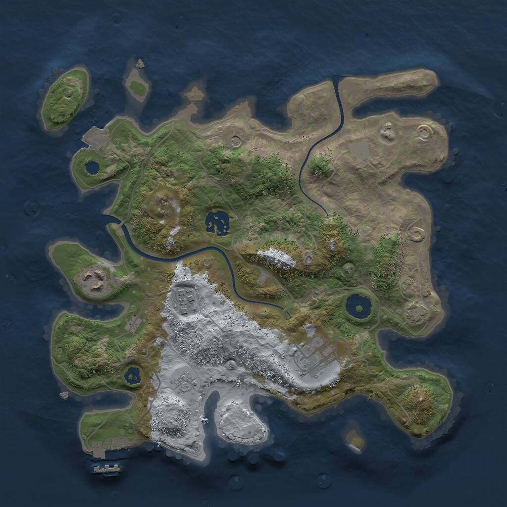 Rust Map: Procedural Map, Size: 3000, Seed: 1331461609, 9 Monuments