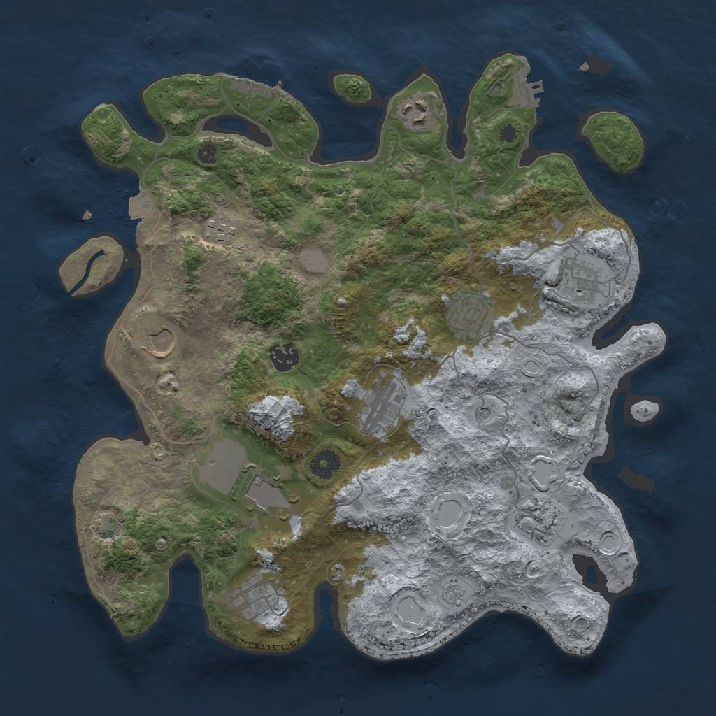 Rust Map: Procedural Map, Size: 3700, Seed: 1481004880, 18 Monuments