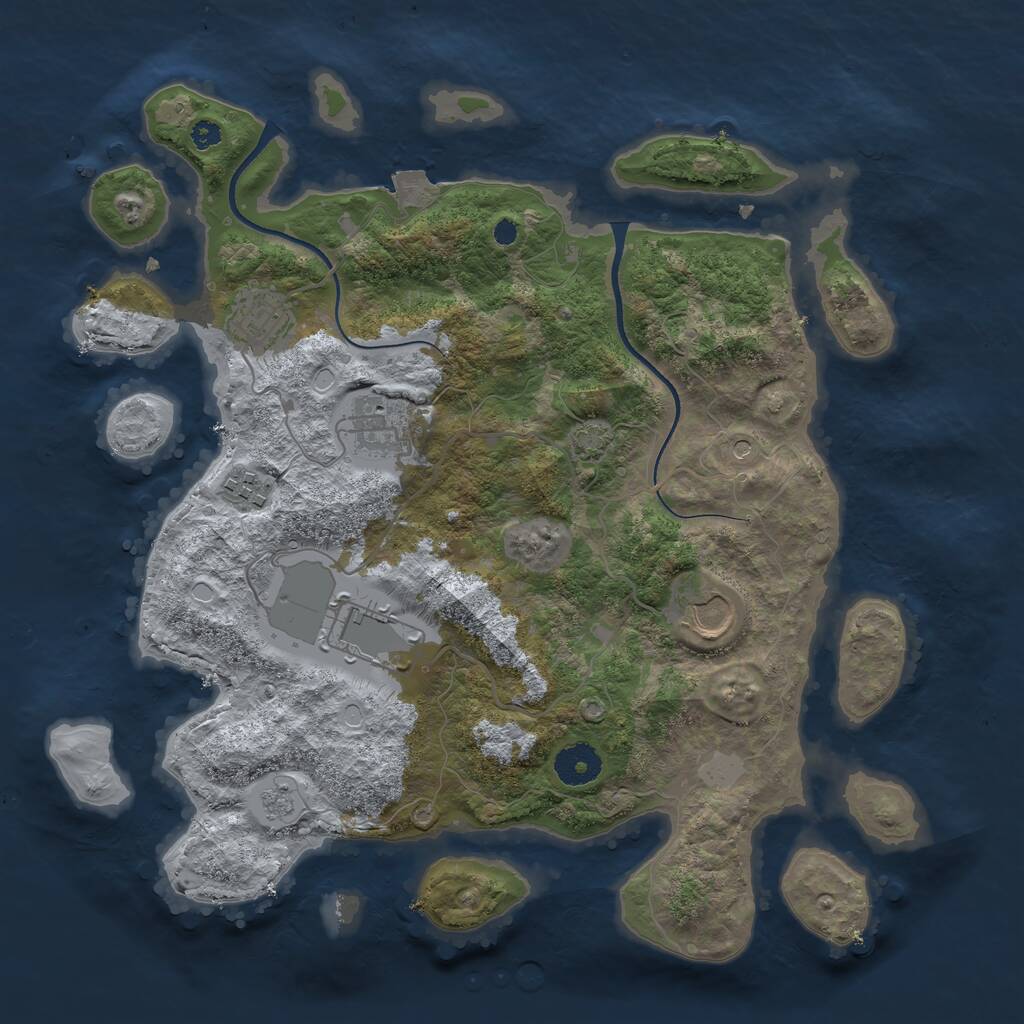 Rust Map: Procedural Map, Size: 3500, Seed: 1174154875, 9 Monuments