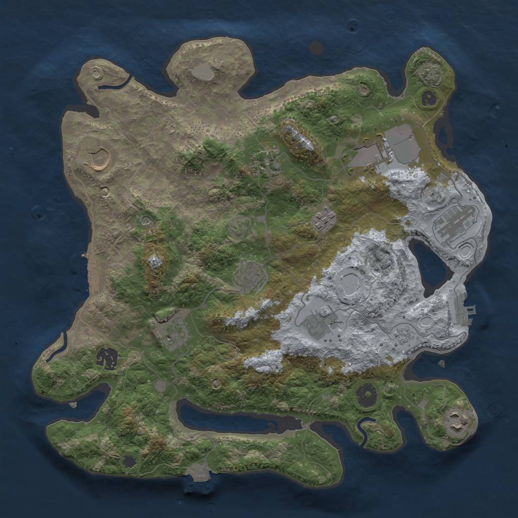 Rust Map: Procedural Map, Size: 3500, Seed: 49202578, 18 Monuments