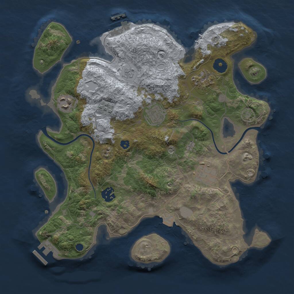 Rust Map: Procedural Map, Size: 3200, Seed: 301866101, 12 Monuments