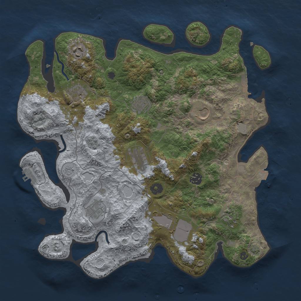 Rust Map: Procedural Map, Size: 3700, Seed: 2009940612, 18 Monuments